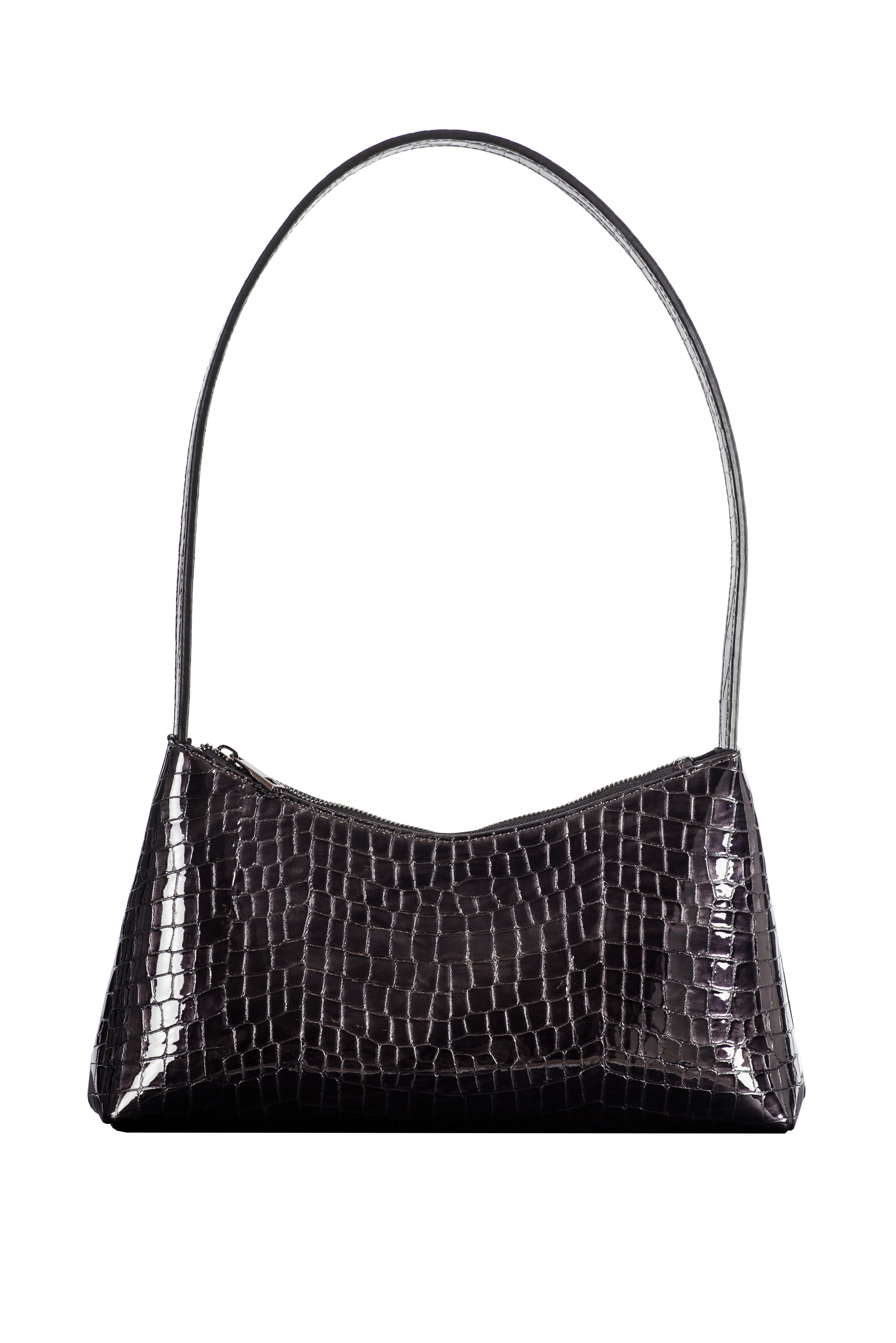 AMALIA SHOULDER BAG BROWN CROC EFFECT