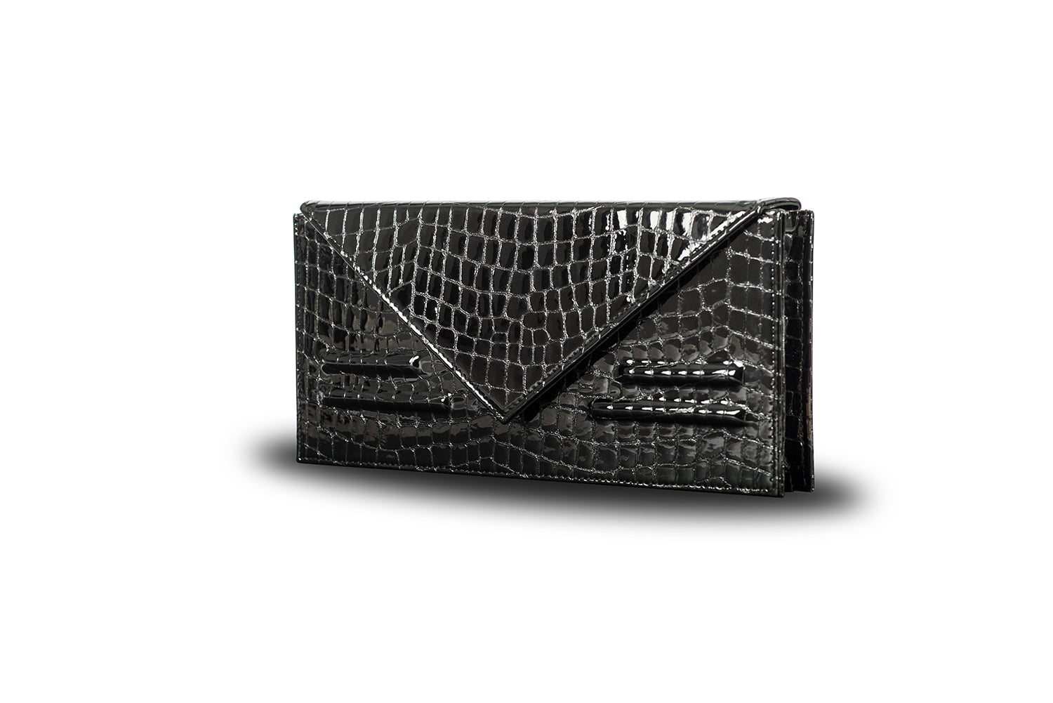 NORA CLUTCH BLACK CROC EFFECT