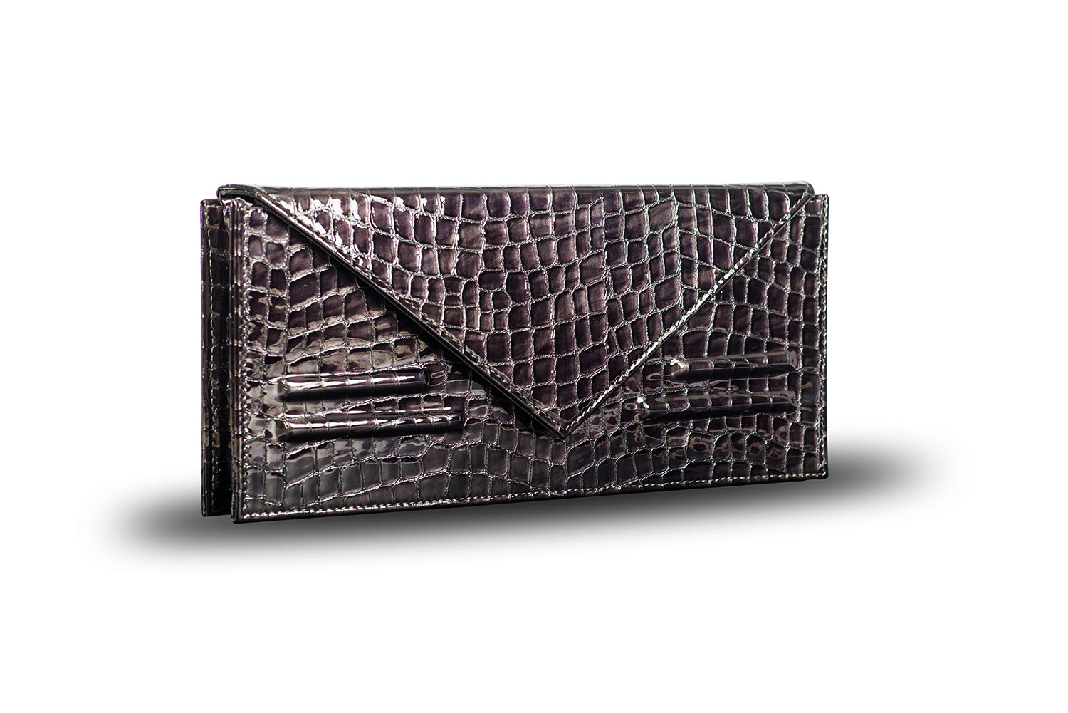 NORA CLUTCH BROWN CROC EFFECT