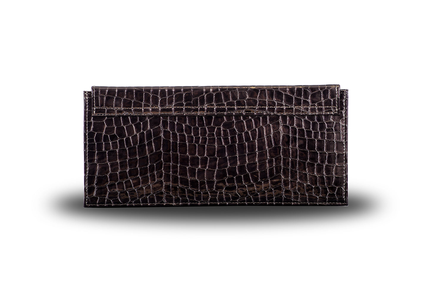 NORA CLUTCH BROWN CROC EFFECT