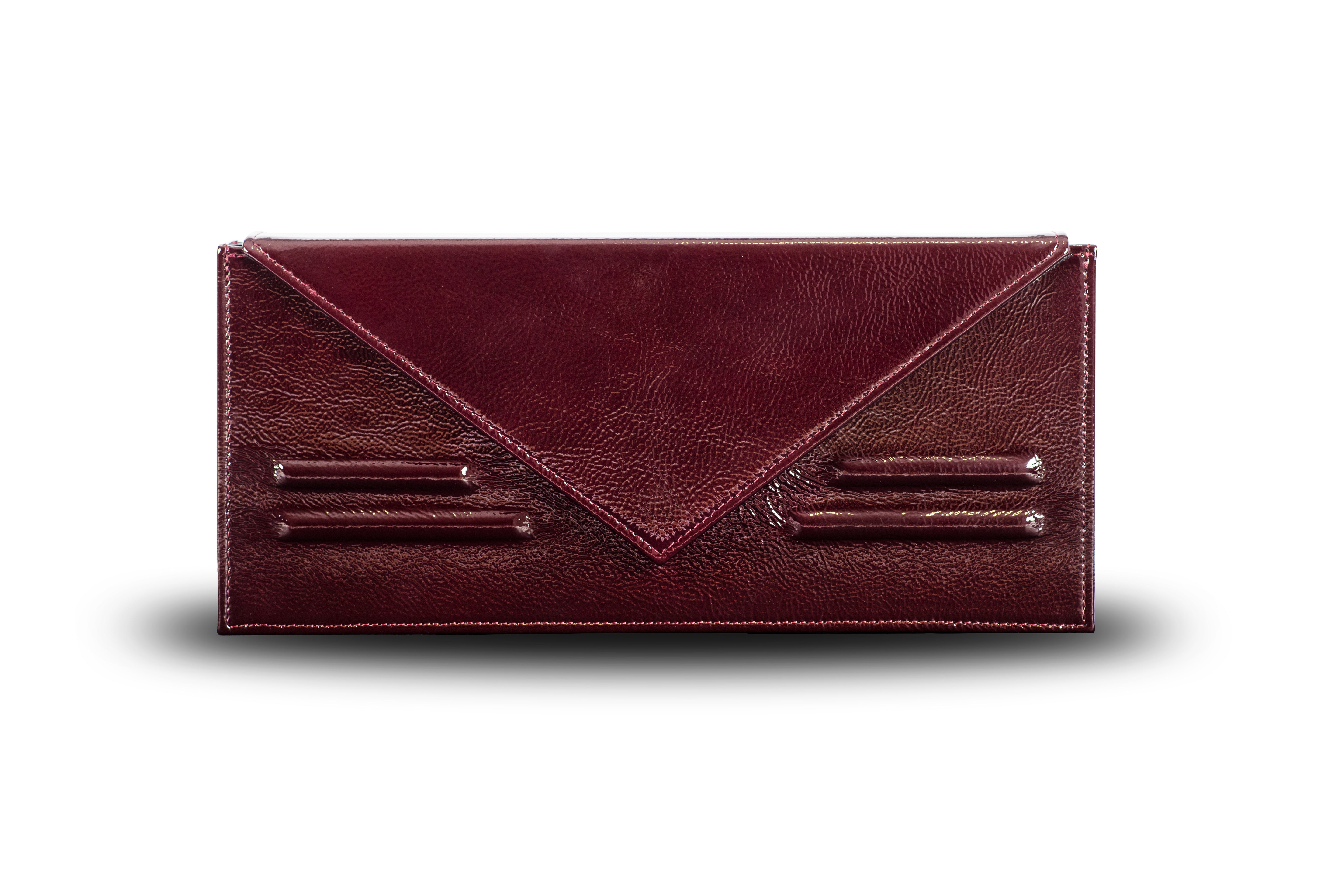 NORA CLUTCH PATENT BURGUNDY